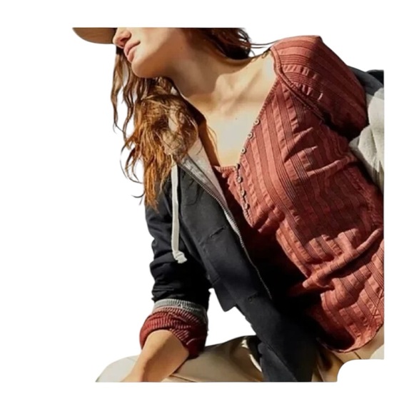 Free People We the Free Black Wild Hearts Henley 100% Cotton Long Sleeves Shirt - Picture 3 of 5